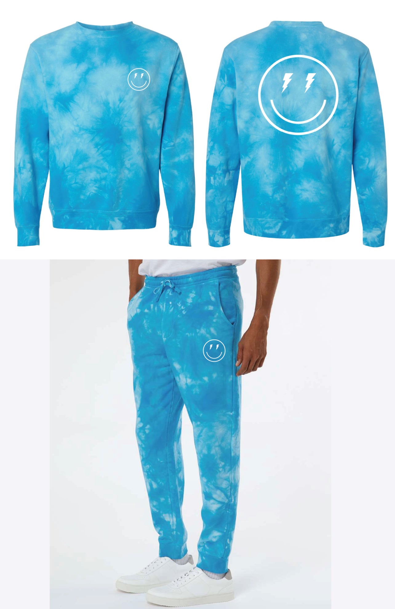 BLUE TIE DYE CREW NECK